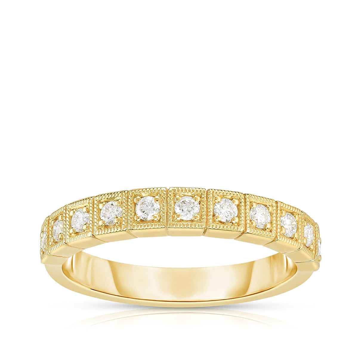 Perfect Match 1/4 ct. tw. Diamond Stackable Ring with Milgrain Detailing in 10K Yellow Gold