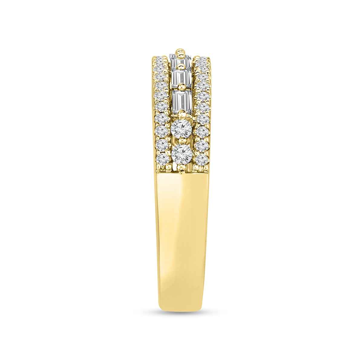 5/8 ct. tw. Baguette and Round Diamond Fashion Ring in 14K Yellow Gold front view