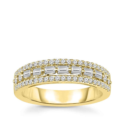 5/8 ct. tw. Baguette and Round Diamond Fashion Ring in 14K Yellow Gold