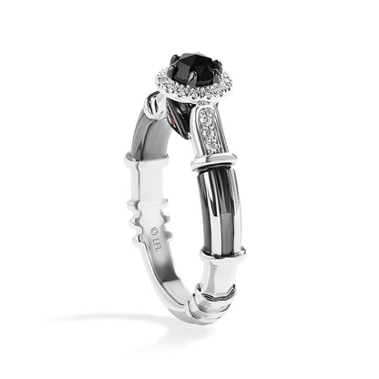 Star Wars Dark Armor 5/8 ct. tw. Rose Cut Treated Black, White Diamond, & Garnet Engagement Ring with Black close-up detail
