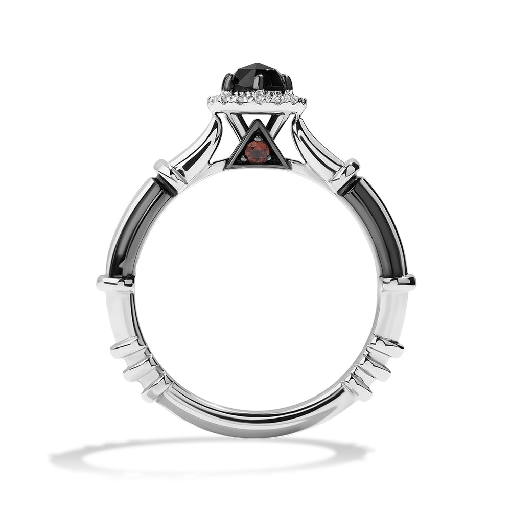 Star Wars Dark Armor 5/8 ct. tw. Rose Cut Treated Black, White Diamond, & Garnet Engagement Ring with Black front view