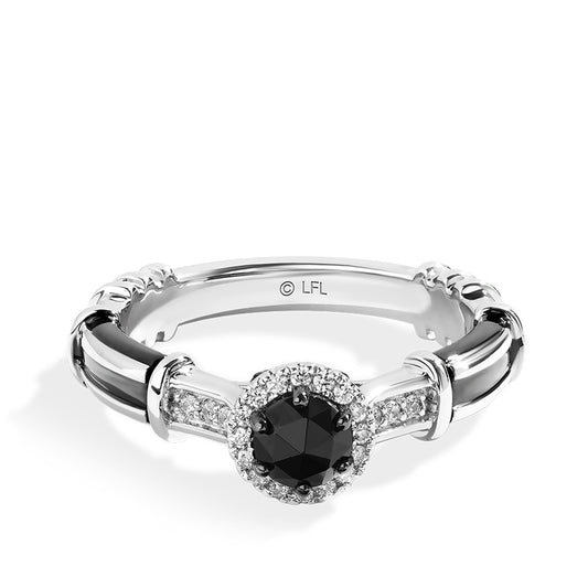 Star Wars Dark Armor 5/8 ct. tw. Rose Cut Treated Black, White Diamond, & Garnet Engagement Ring with Black Rhodium Plating