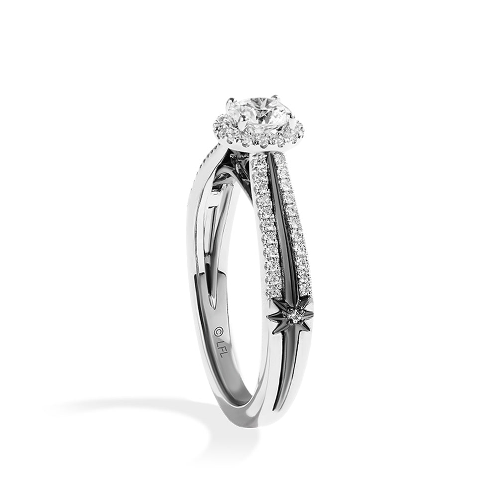 Star Wars Guardians of Light 3/4 ct. tw. Diamond Halo Engagement Ring with Black Rhodium Plating in 14K White close-up detail