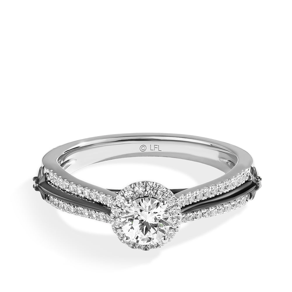 Star Wars Guardians of Light 3/4 ct. tw. Diamond Halo Engagement Ring with Black Rhodium Plating in 14K White Gold