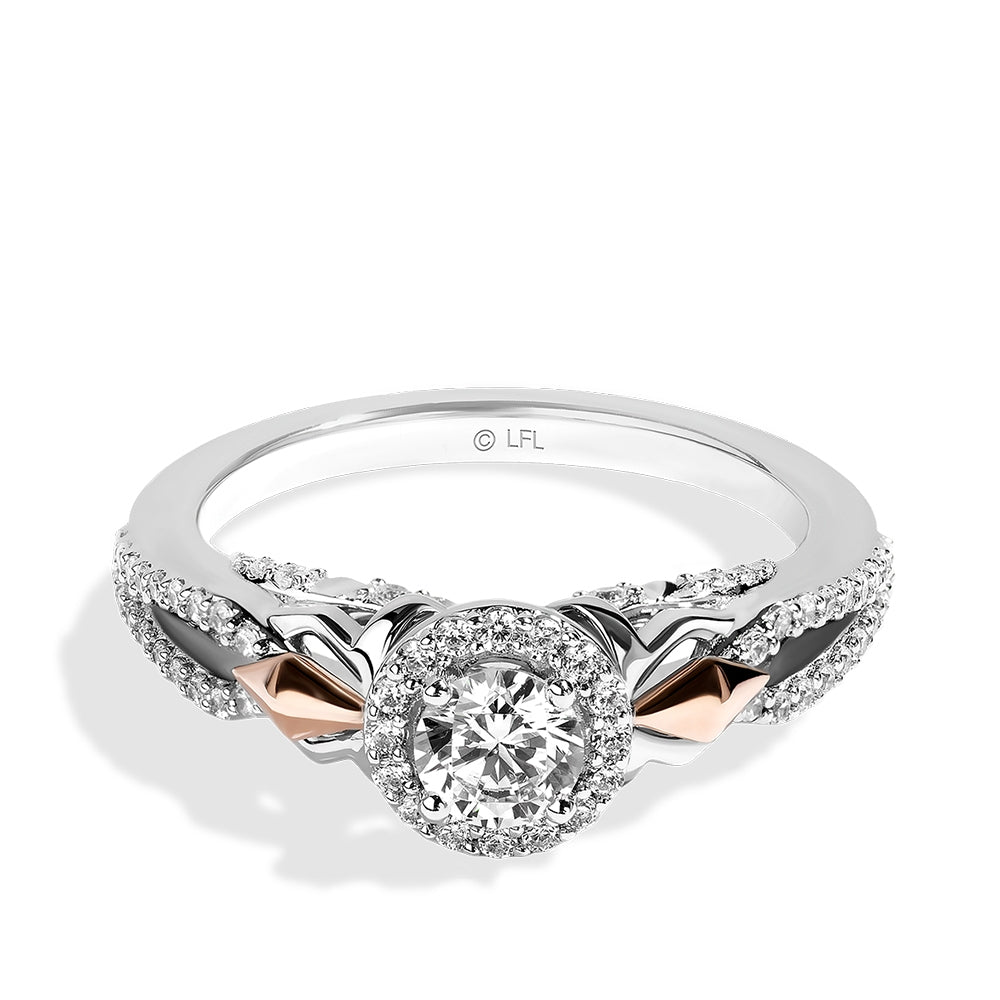 Star Wars Ahsoka Tano 1 ct. tw. Diamond Halo Engagement Ring in 14K White & Pink Gold