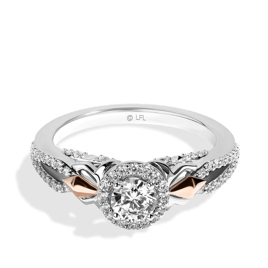 Star Wars Ahsoka Tano 1 ct. tw. Diamond Halo Engagement Ring in 14K White & Pink Gold