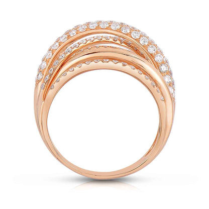 1-1/2 ct. tw. Diamond Multi-Row Crossover Ring in 14K Pink Gold front view