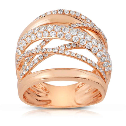 1-1/2 ct. tw. Diamond Multi-Row Crossover Ring in 14K Pink Gold
