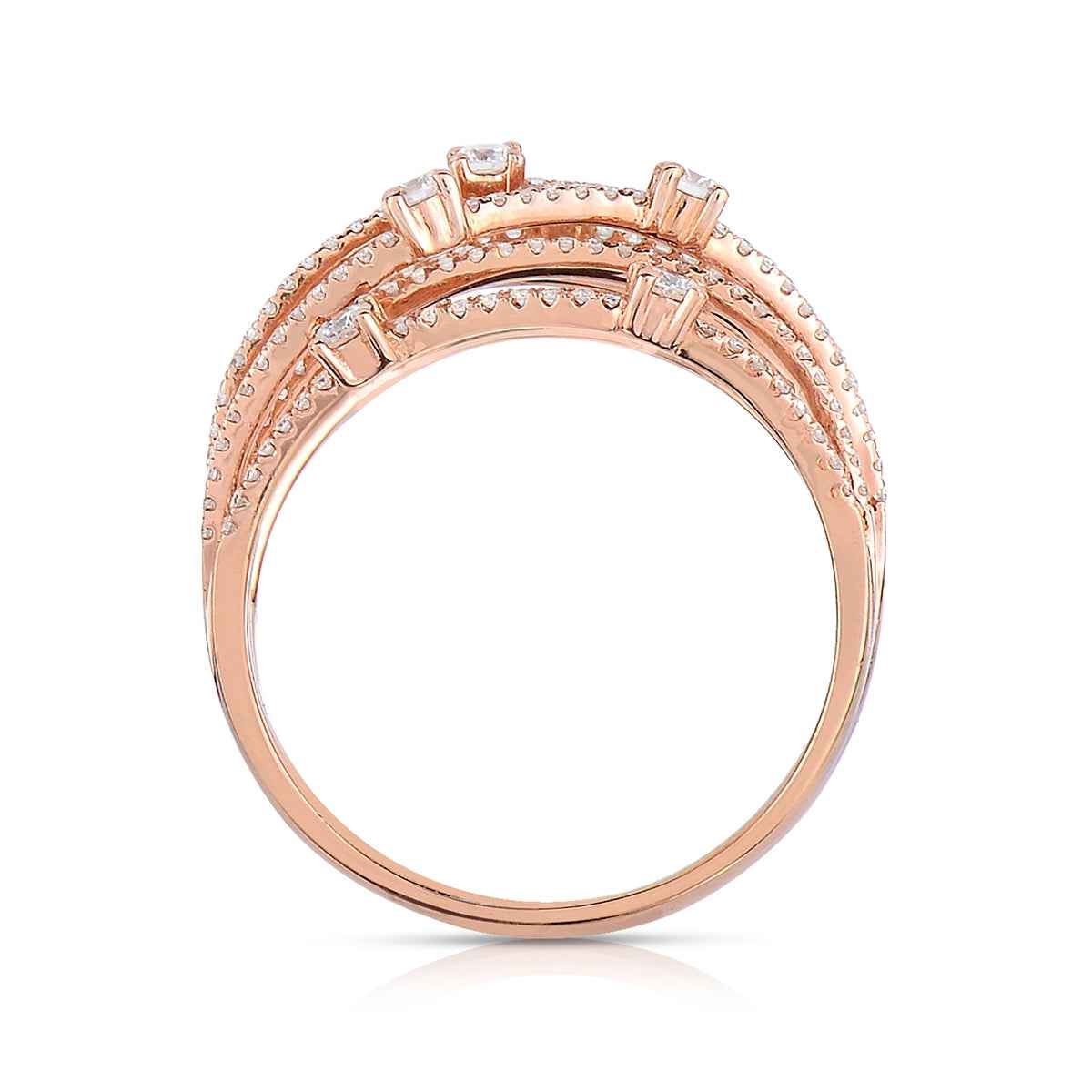 3/4 ct. tw. Diamond Orbit Ring in 14K Pink Gold front view
