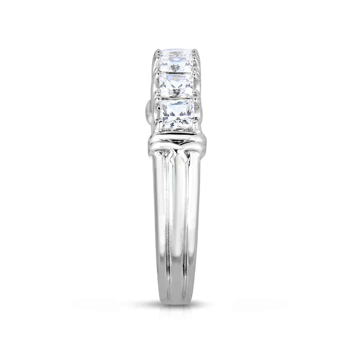 1-1/2 ct. tw. Princess Cut 7-Stone Diamond Anniversary Ring in 14K White Gold front view