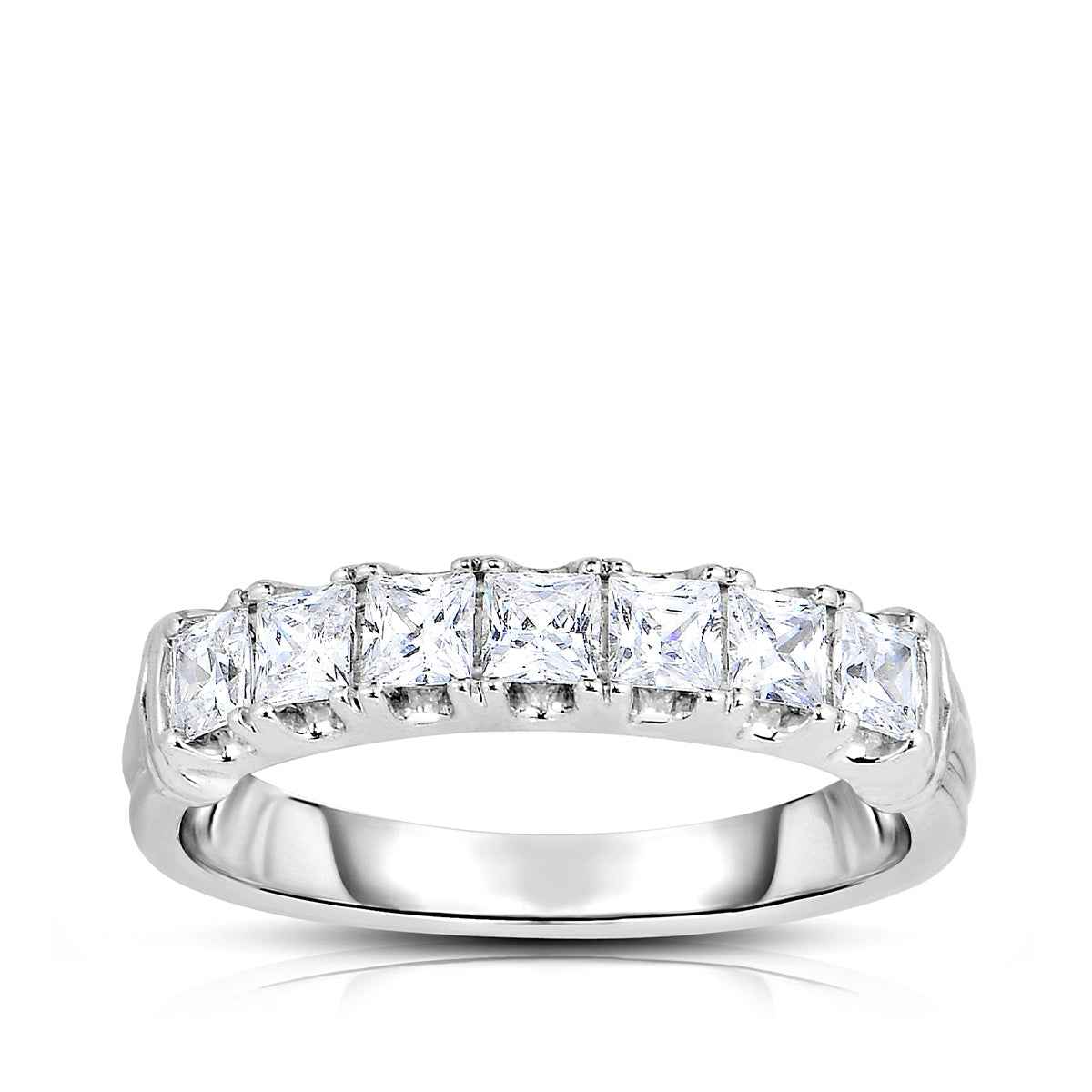 1-1/2 ct. tw. Princess Cut 7-Stone Diamond Anniversary Ring in 14K White Gold