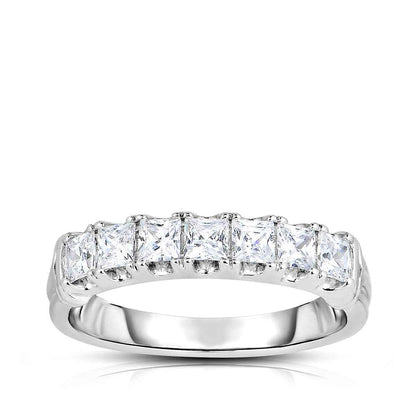 1-1/2 ct. tw. Princess Cut 7-Stone Diamond Anniversary Ring in 14K White Gold