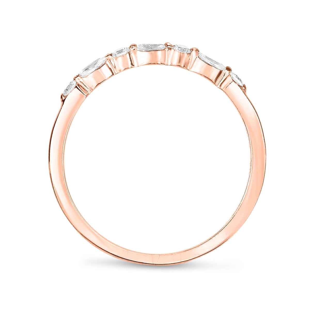 Perfect Match 1/7 ct. tw. Round and Marquise 7-Stone Diamond Stackable Ring in 10K Pink Gold front view
