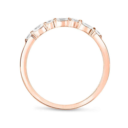 Perfect Match 1/7 ct. tw. Round and Marquise 7-Stone Diamond Stackable Ring in 10K Pink Gold front view
