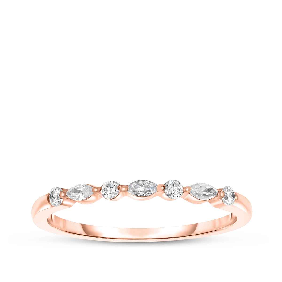 Perfect Match 1/7 ct. tw. Round and Marquise 7-Stone Diamond Stackable Ring in 10K Pink Gold