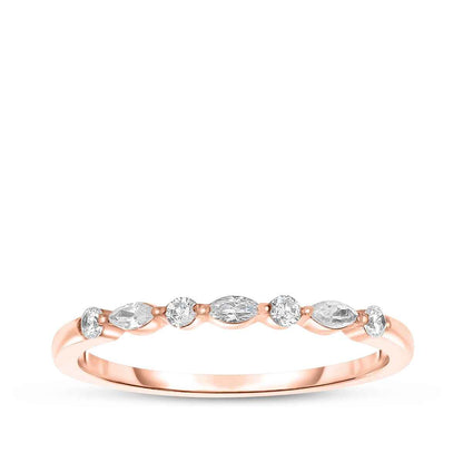 Perfect Match 1/7 ct. tw. Round and Marquise 7-Stone Diamond Stackable Ring in 10K Pink Gold
