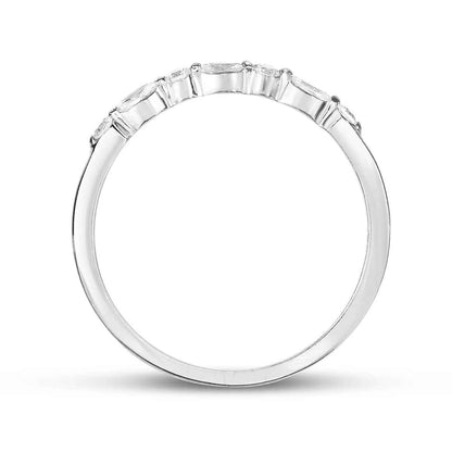 Perfect Match 1/7 ct. tw. Round and Marquise 7-Stone Diamond Stackable Ring in 10K White Gold front view