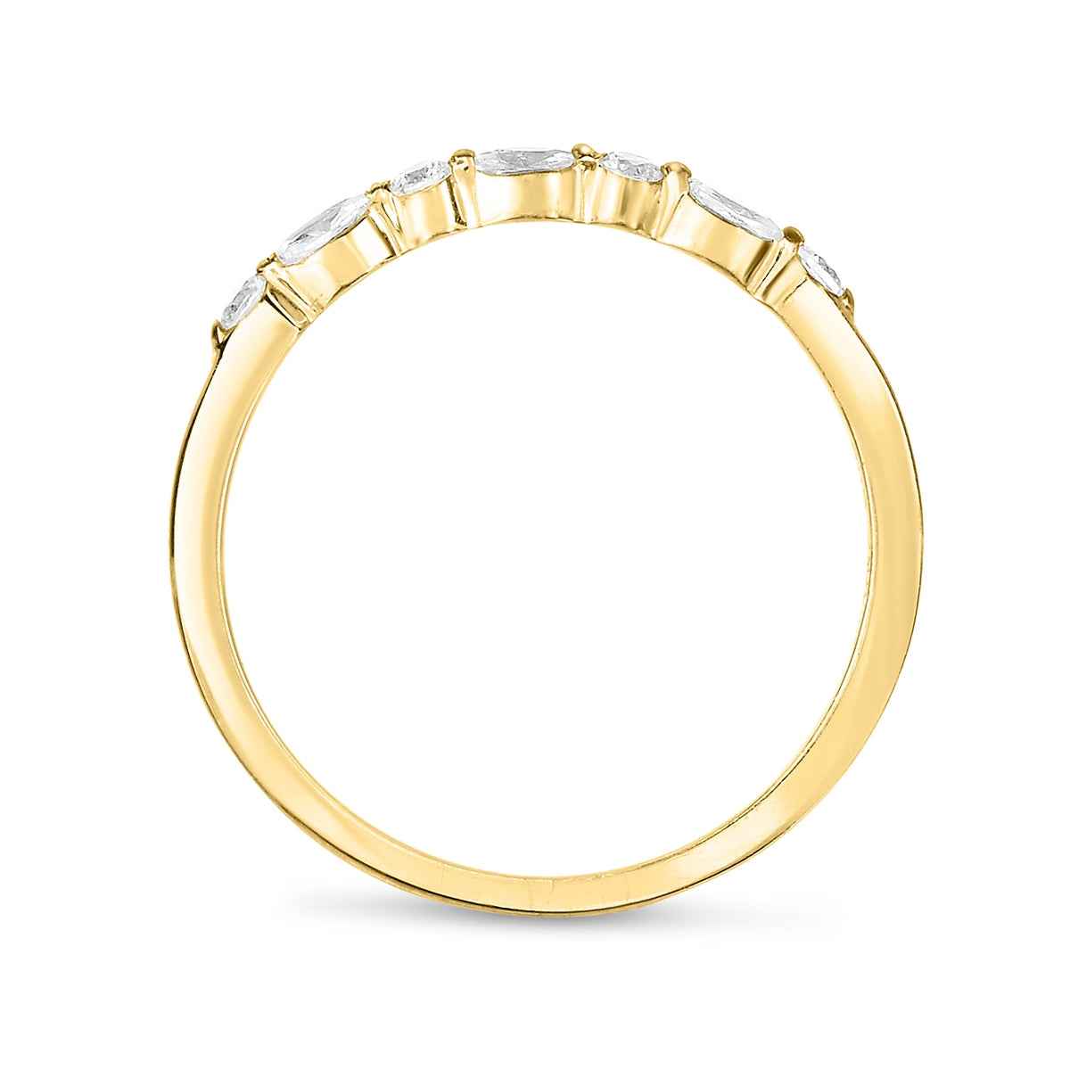 Perfect Match 1/7 ct. tw. Round and Marquise 7-Stone Diamond Stackable Ring in 10K Yellow Gold front view