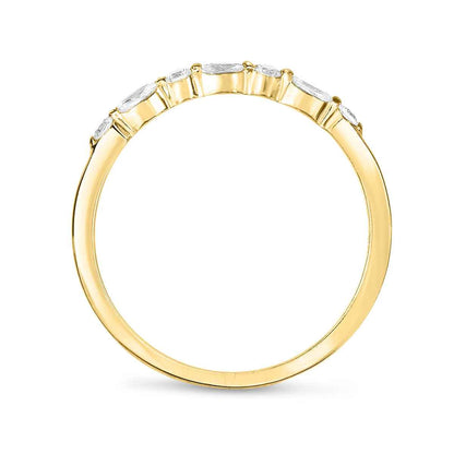 Perfect Match 1/7 ct. tw. Round and Marquise 7-Stone Diamond Stackable Ring in 10K Yellow Gold front view