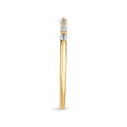 Perfect Match 1/7 ct. tw. Round and Marquise 7-Stone Diamond Stackable Ring in 10K Yellow Gold close-up detail