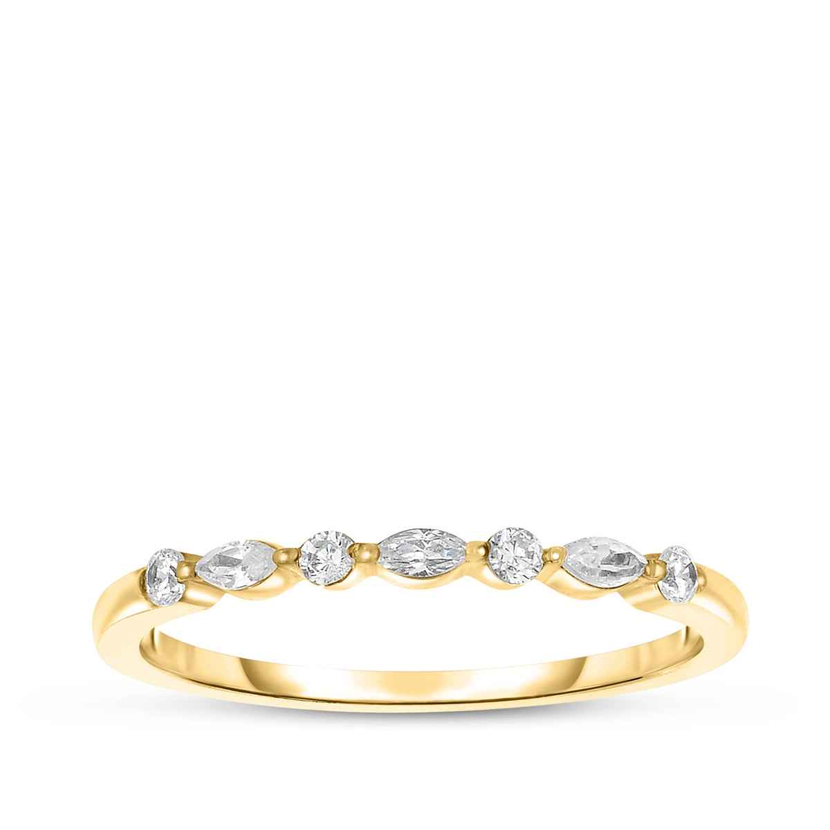Perfect Match 1/7 ct. tw. Round and Marquise 7-Stone Diamond Stackable Ring in 10K Yellow Gold