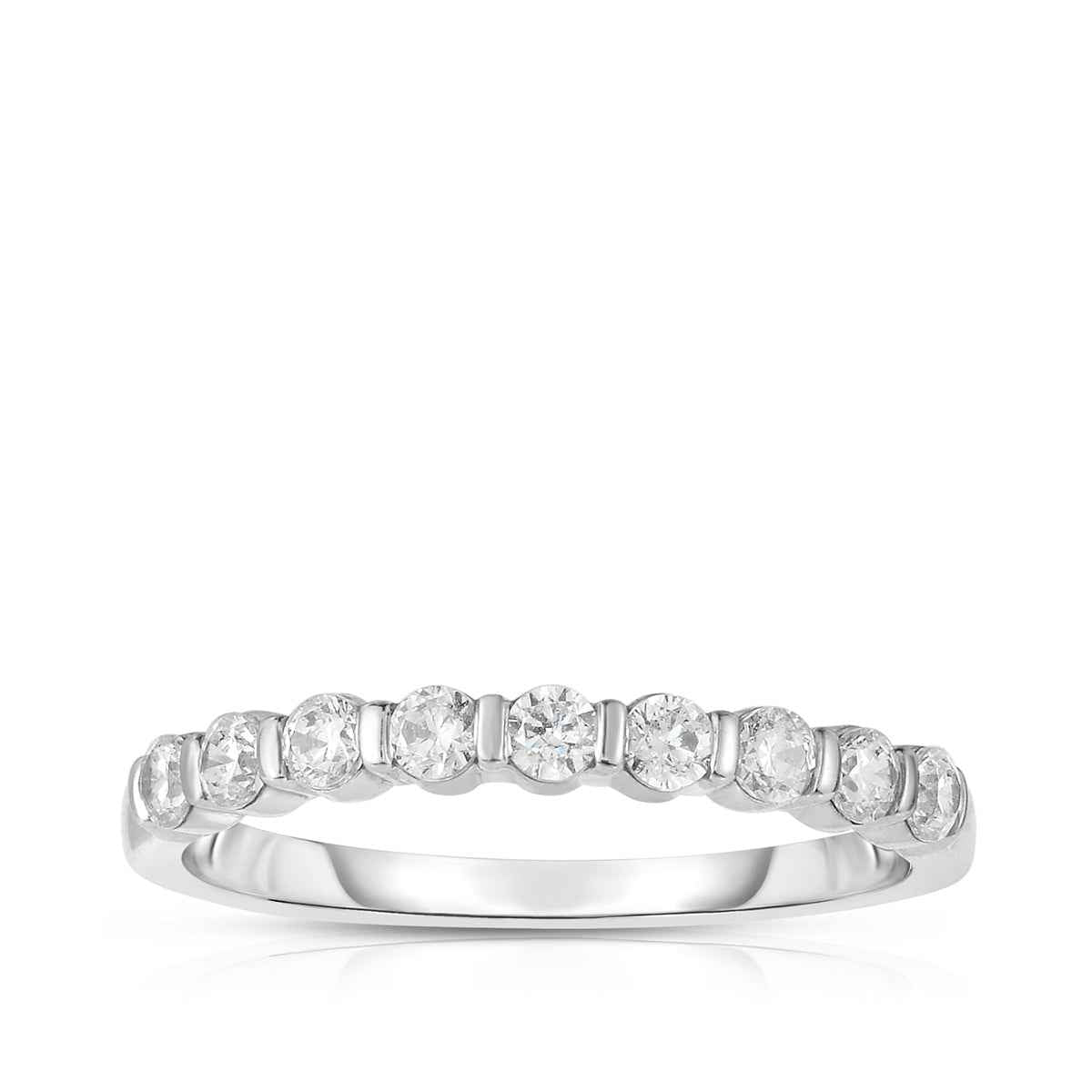 1/2 ct. tw. 9-Stone Diamond Bar Set Band in 14K White Gold