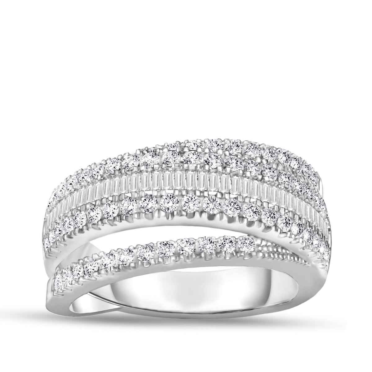 1 ct. tw. Baguette & Round Diamond Multi-Row Wraparound Ring