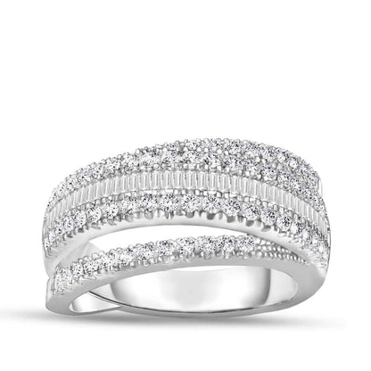 1 ct. tw. Baguette & Round Diamond Multi-Row Wraparound Ring