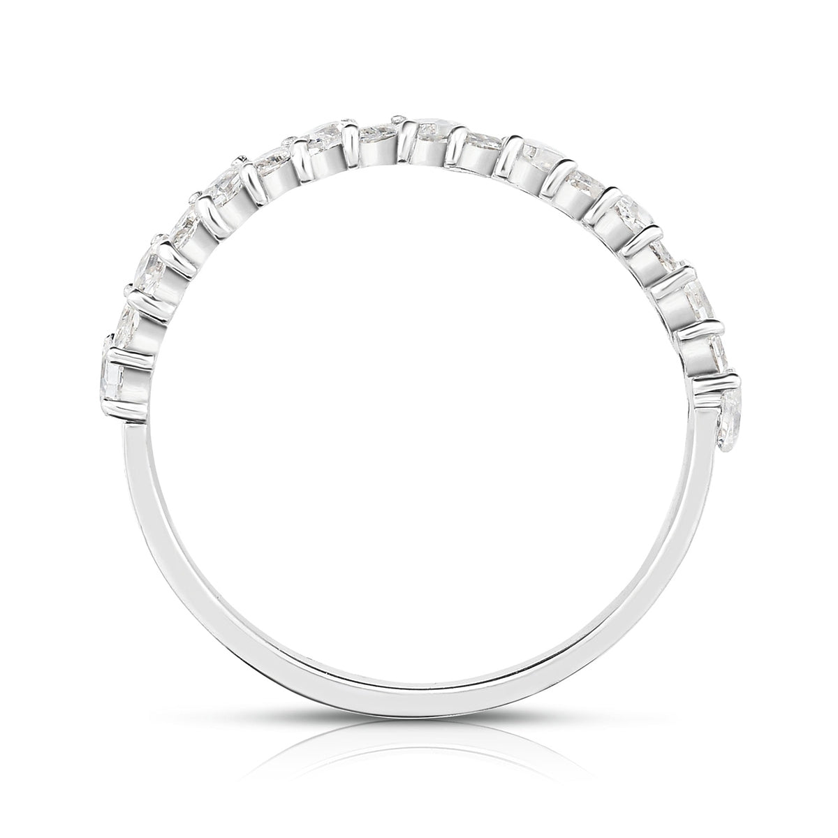 1/2 ct. tw. Marquise & Baguette Diamond Anniversary Band in 10K White Gold front view
