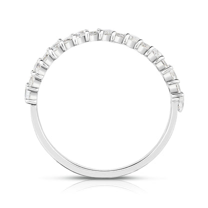 1/2 ct. tw. Marquise & Baguette Diamond Anniversary Band in 10K White Gold front view