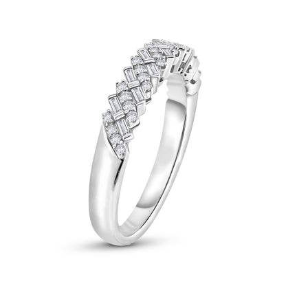 1/3 ct. tw. Baguette & Round Diamond Multirow Anniversary Ring in 10K White Gold front view