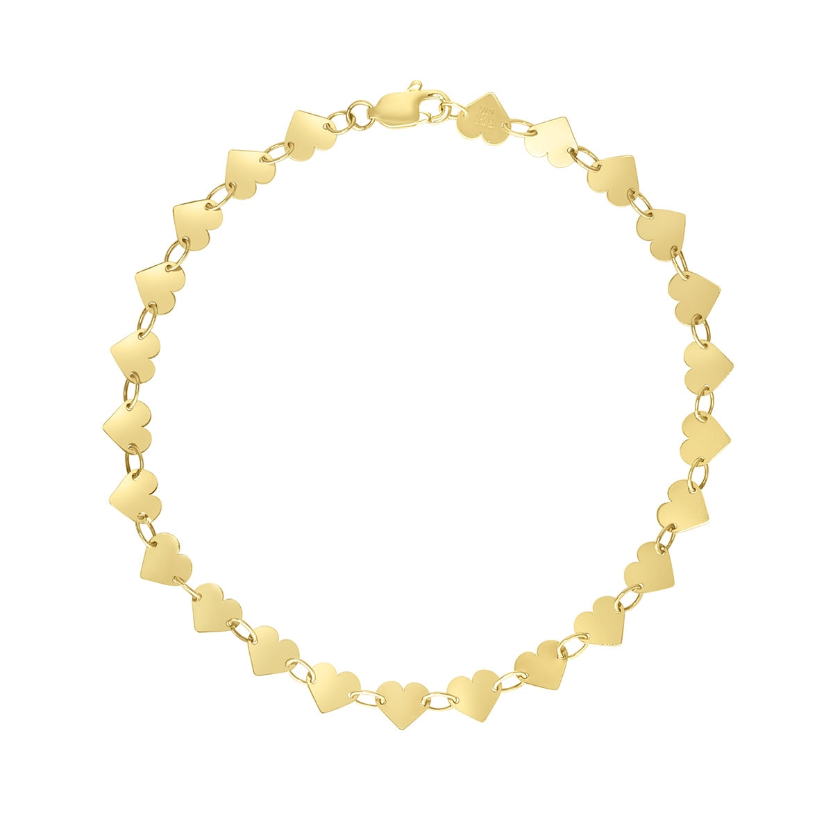 7-inch Heart Bracelet in 14K Yellow Gold