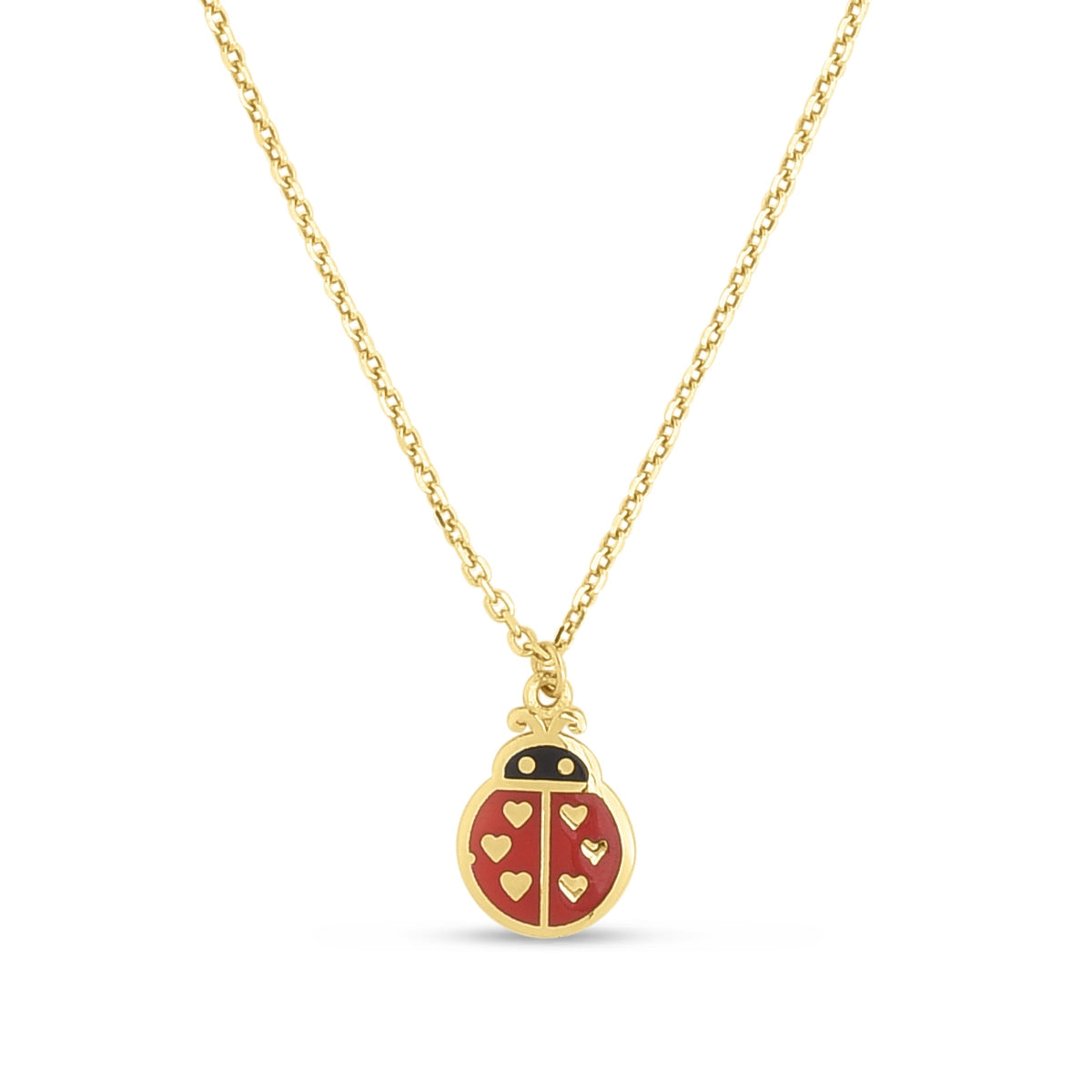 Enamel Ladybug Pendant in 14K Yellow Gold