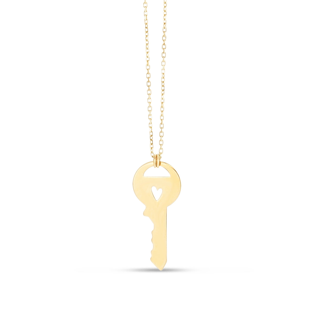 Key with Heart Pendant in 14K Yellow Gold