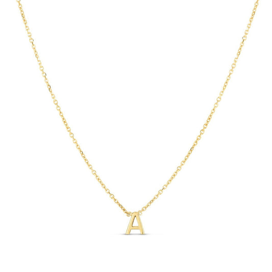 Initial A Necklace in 14K Yellow Gold