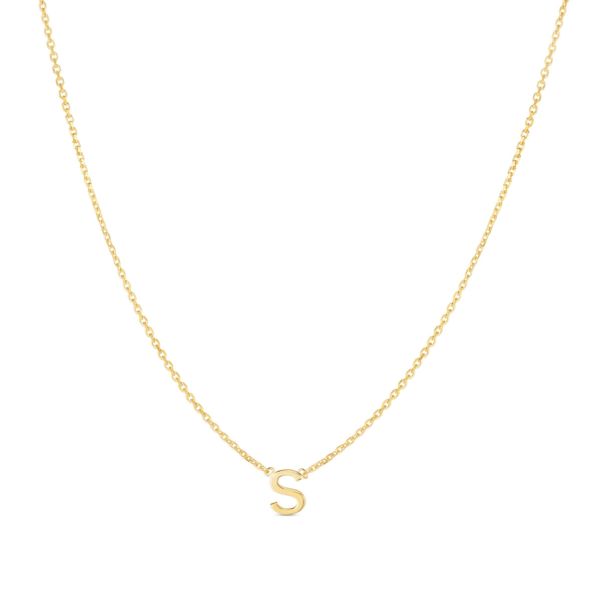 Initial S Necklace in 14K Yellow Gold