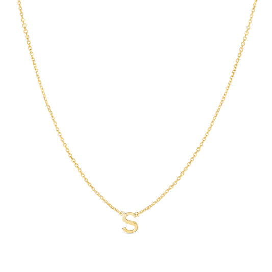 Initial S Necklace in 14K Yellow Gold