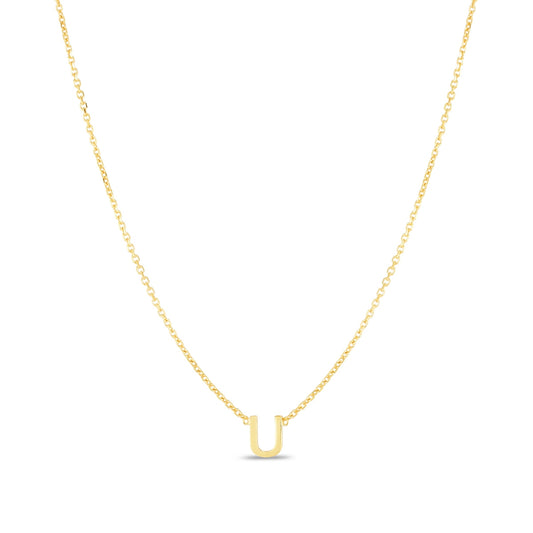 Initial U Necklace in 14K Yellow Gold