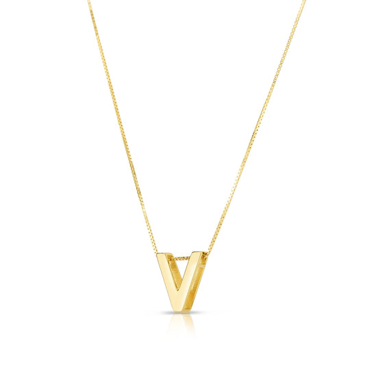 Initial V Pendant in 14K Yellow Gold