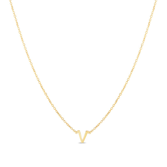 Initial V Necklace in 14K Yellow Gold