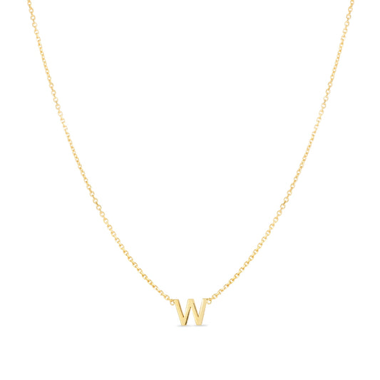 Initial W Necklace in 14K Yellow Gold