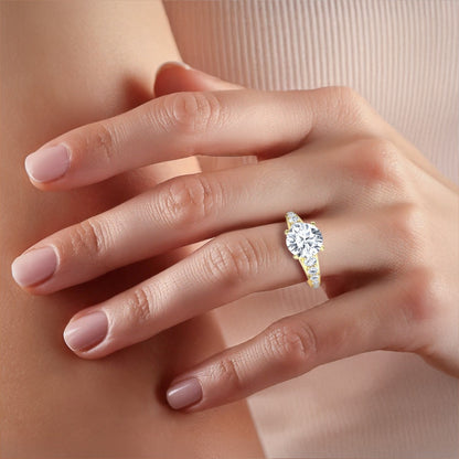 Above Love Star 3-1/4 ct. tw. Lab-Grown Round Brilliant Diamond Graduated Engagement Ring in 18K Yellow Gold side profile