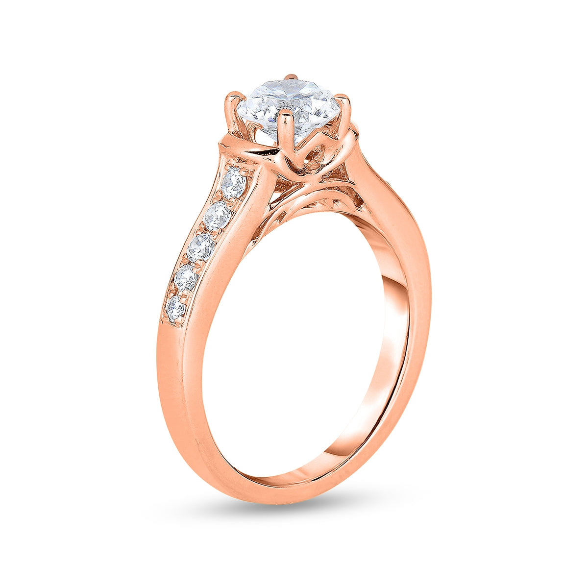 Timeless 5/8 ct. tw. Round Diamond Engagement Ring in 14K Pink Gold front view