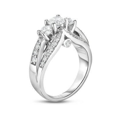 1-1/2 ct. tw. Round 3-Stone Diamond Engagement Ring in 14K White Gold front view