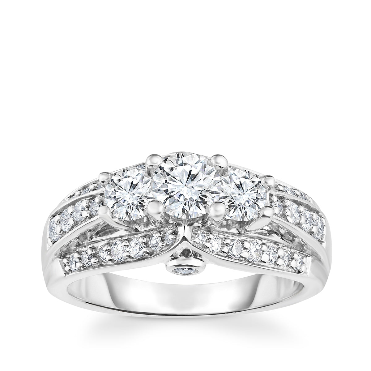 1-1/2 ct. tw. Round 3-Stone Diamond Engagement Ring in 14K White Gold