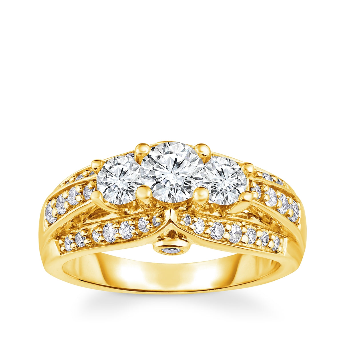 1-1/2 ct. tw. Round 3-Stone Diamond Engagement Ring in 14K Yellow Gold