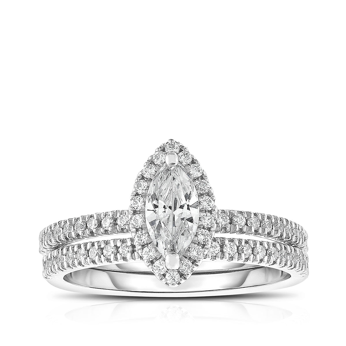 Amaura 1 ct. tw. Marquise Diamond Halo Wedding Set in 14K White Gold
