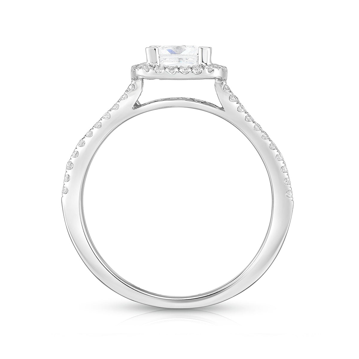 Amaura 7/8 ct. tw. Princess Cut Diamond Floating Halo Split Shank Engagement Ring in 14K White Gold front view