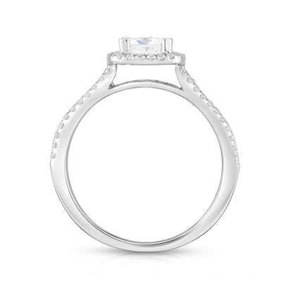 Amaura 7/8 ct. tw. Princess Cut Diamond Floating Halo Split Shank Engagement Ring in 14K White Gold front view