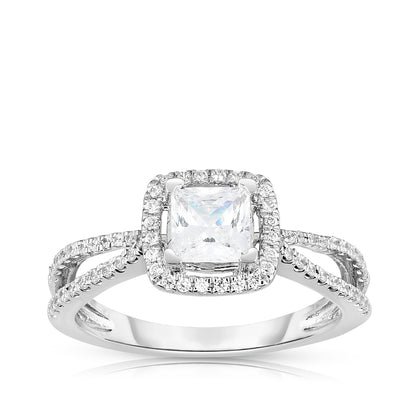 Amaura 1 ct. tw. Princess Cut Diamond Floating Halo Split Shank Engagement Ring in 14K White Gold